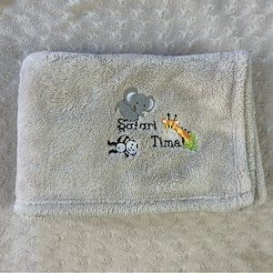 RN 119741 Safari Time Baby Blanket Elephant Giraffe Monkey Tan Soft Plush Lovey